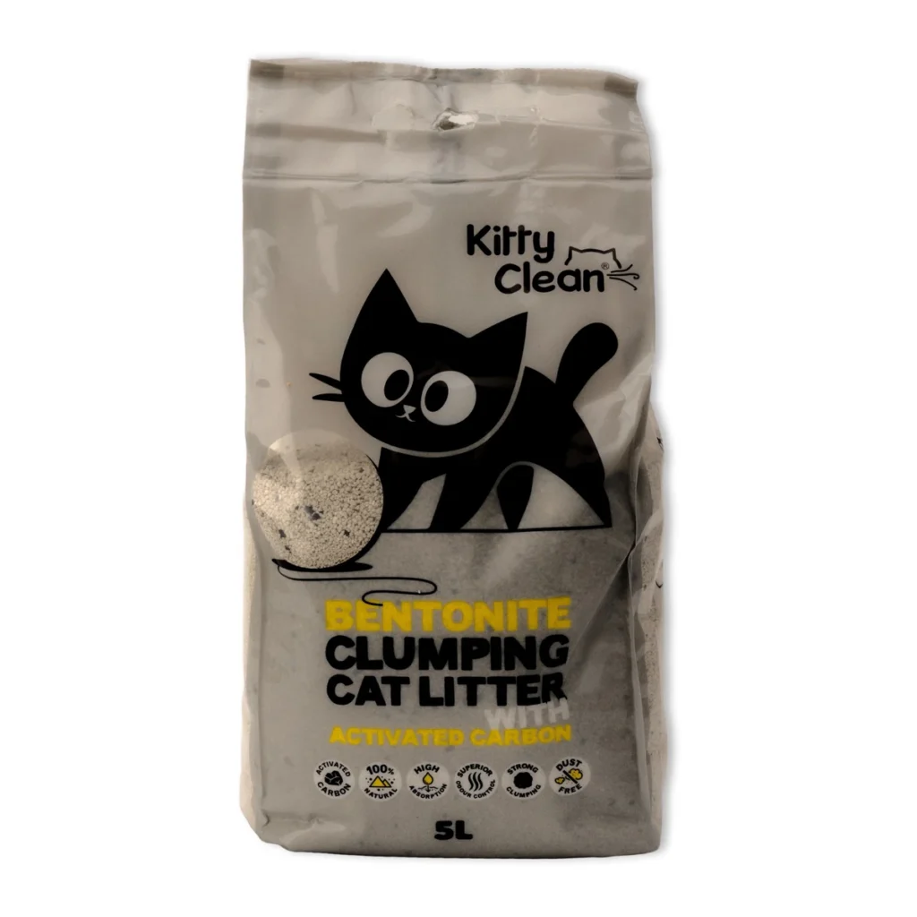 KittyClean bentonite clumping cat litter with activated carbon 5 L – front view