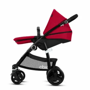 CBX Leotie Pure Crunchy Red stroller in reclined seat position