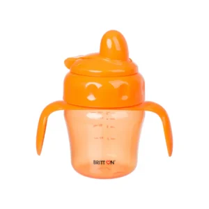 Britton orange non-spill soft-spout cup 150 ml with handles