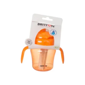 Britton orange non-spill soft-spout cup 150 ml in retail packaging