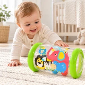 Baby playing with the Britton Jungle Friends Roller