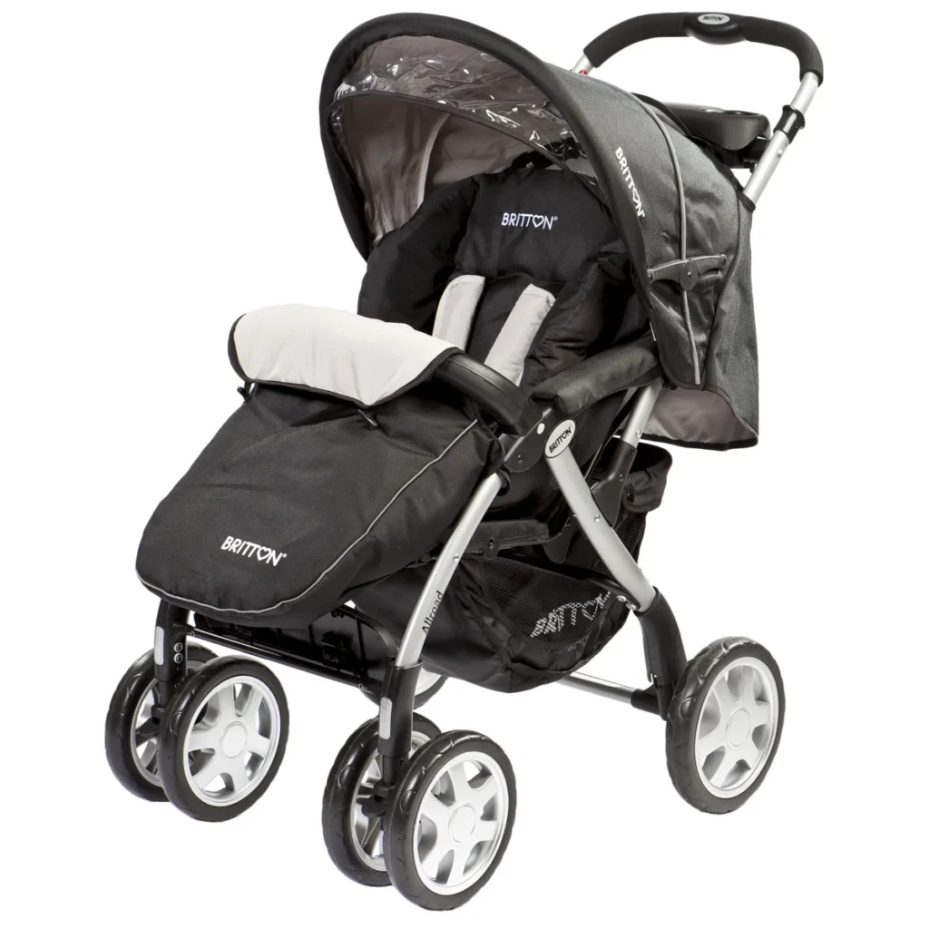 Britton Allroad black and grey pushchair with foot cover