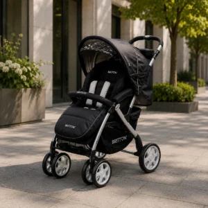 Britton Allroad black and grey pushchair outdoors