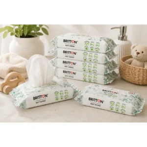 Britton plastic-free baby wet wipes multiple packs lifestyle