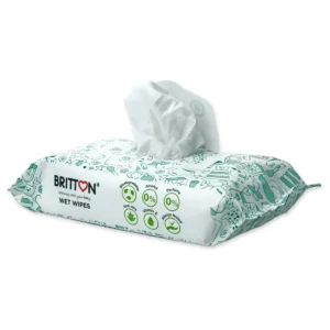 Britton plastic-free baby wet wipes open pack
