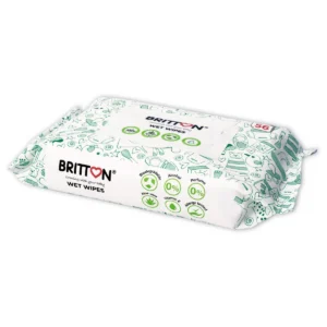 Britton plastic-free baby wet wipes pack angle view