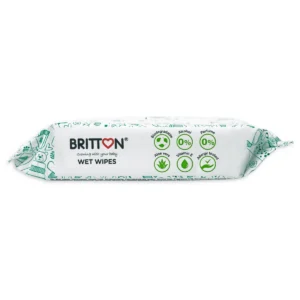 Britton plastic-free baby wet wipes pack side view