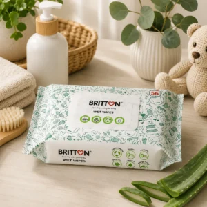 Britton plastic-free baby wet wipes single pack lifestyle