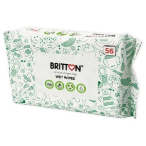 Britton plastic-free baby wet wipes pack upright angle view