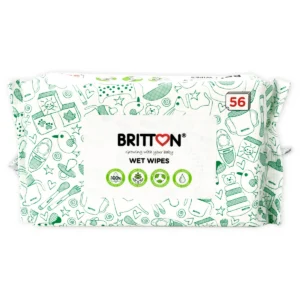 Britton plastic-free baby wet wipes pack upright front view