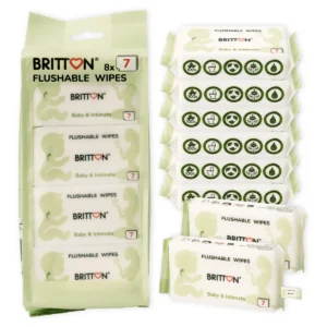 Britton flushable wet wipes for baby and intimate care 7x8pcs