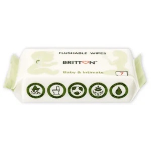 Britton flushable baby wipes small pack front view