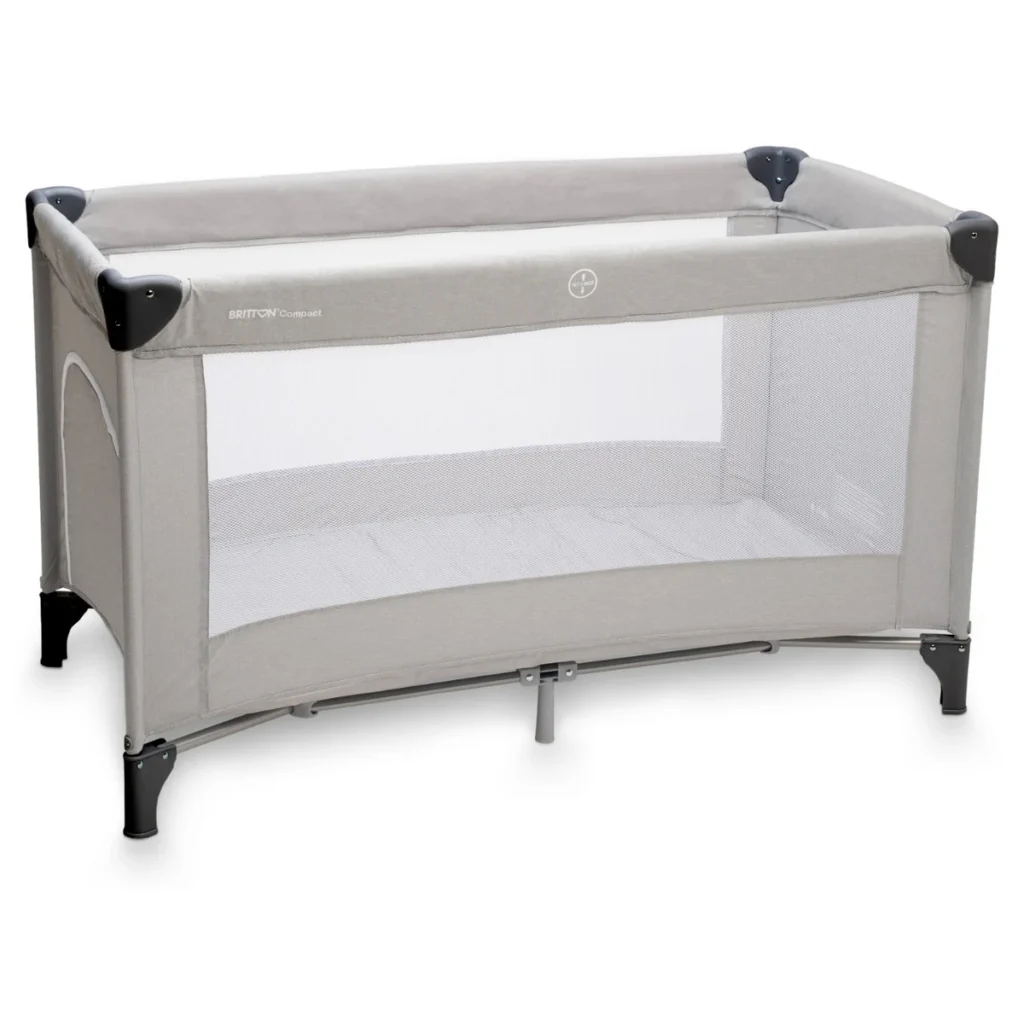 Britton Compact Quartz Grey travel cot main product view