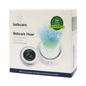 Bebcare Hear audio baby monitor retail box – angled view