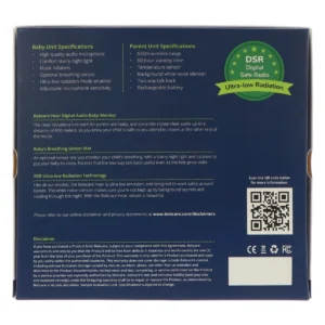 Bebcare Hear audio baby monitor retail box – back view