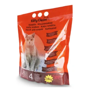 KittyClean antibacterial silica cat litter, 1.4 kg – left angled pack view