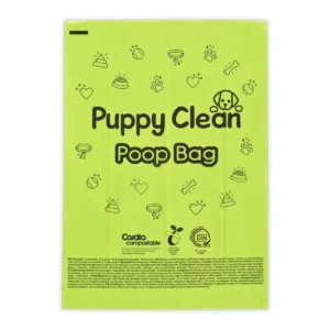 PuppyClean compostable dog poop bag – unfolded front view