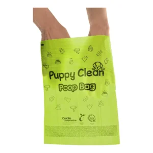 PuppyClean compostable dog poop bag in use