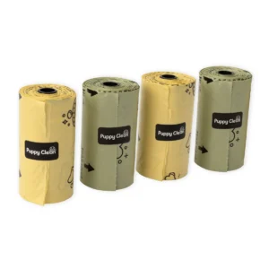 Four PuppyClean dog poop bag rolls, 80 bags in total