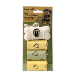 PuppyClean Dog Poop Bag Dispenser with 4 Rolls of Bags