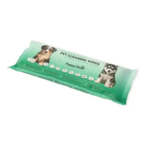 PuppyClean pet cleaning wipes, 33 wipes – angled pack view