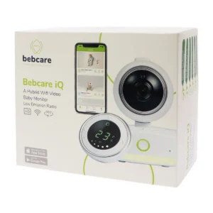 Bebcare iQ baby monitor retail box – angled view
