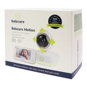 Bebcare Motion baby monitor retail box – angled view
